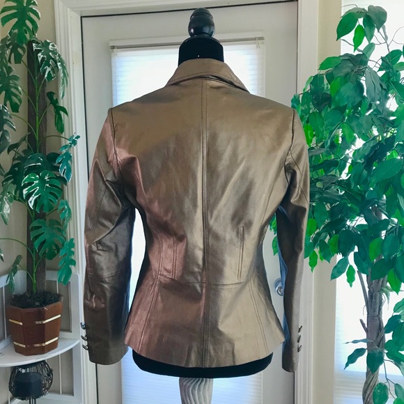B by Bernardo metallic Bronze leather jacket - Picture 3 of 6